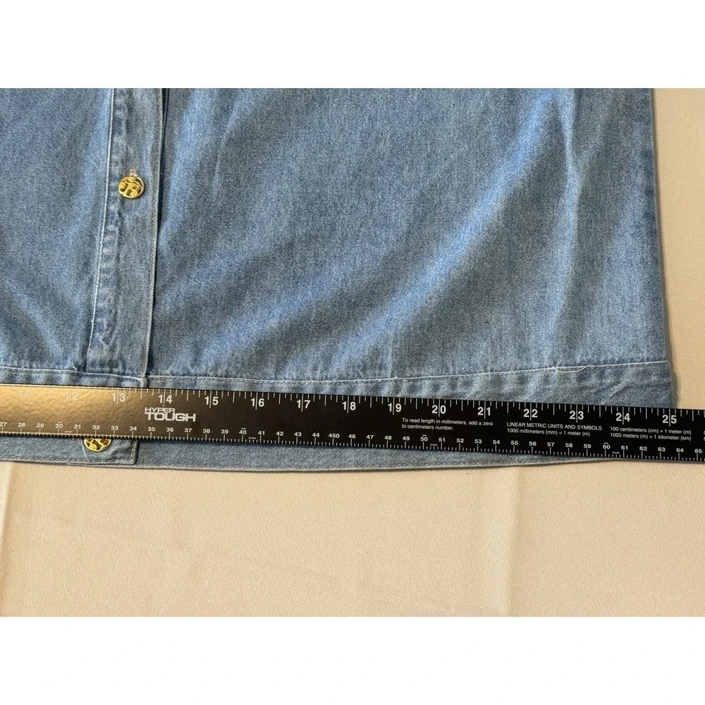 Vintage Saint Germain Denim Vest Womens 2X Made USA Gold Button Western Boho 90s